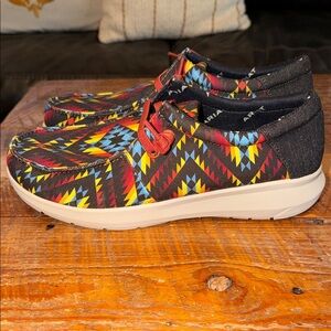 Ariat Black Slip-On Loafers with Multicolor Aztec Print
